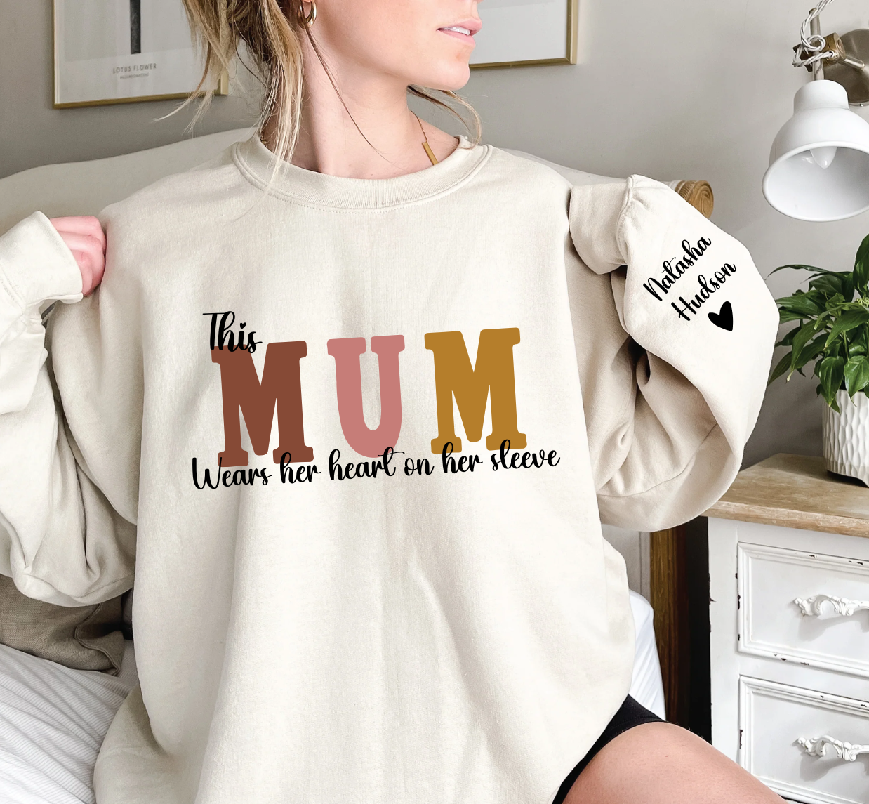 Mum with name on sleeve Hoodie Sweat Mother’s Day gift, Mothers day shirts