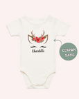 Reindeer Poinsettia Flower Name One-Piece or T-Shirt- personalised
