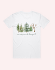 ADULT MERRY BRIGHT CHRISTMAS TREES T-SHIRT