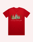 ADULT MERRY BRIGHT CHRISTMAS TREES T-SHIRT