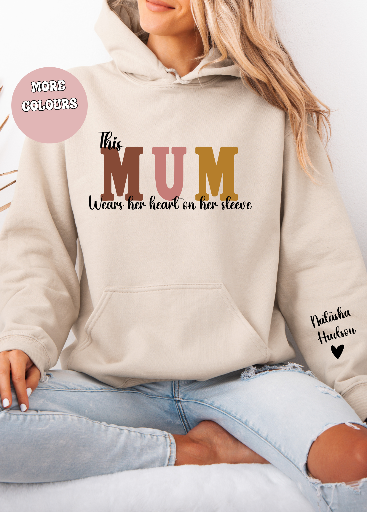 Mum with name on sleeve Hoodie Sweat Mother’s Day gift, Mothers day shirts