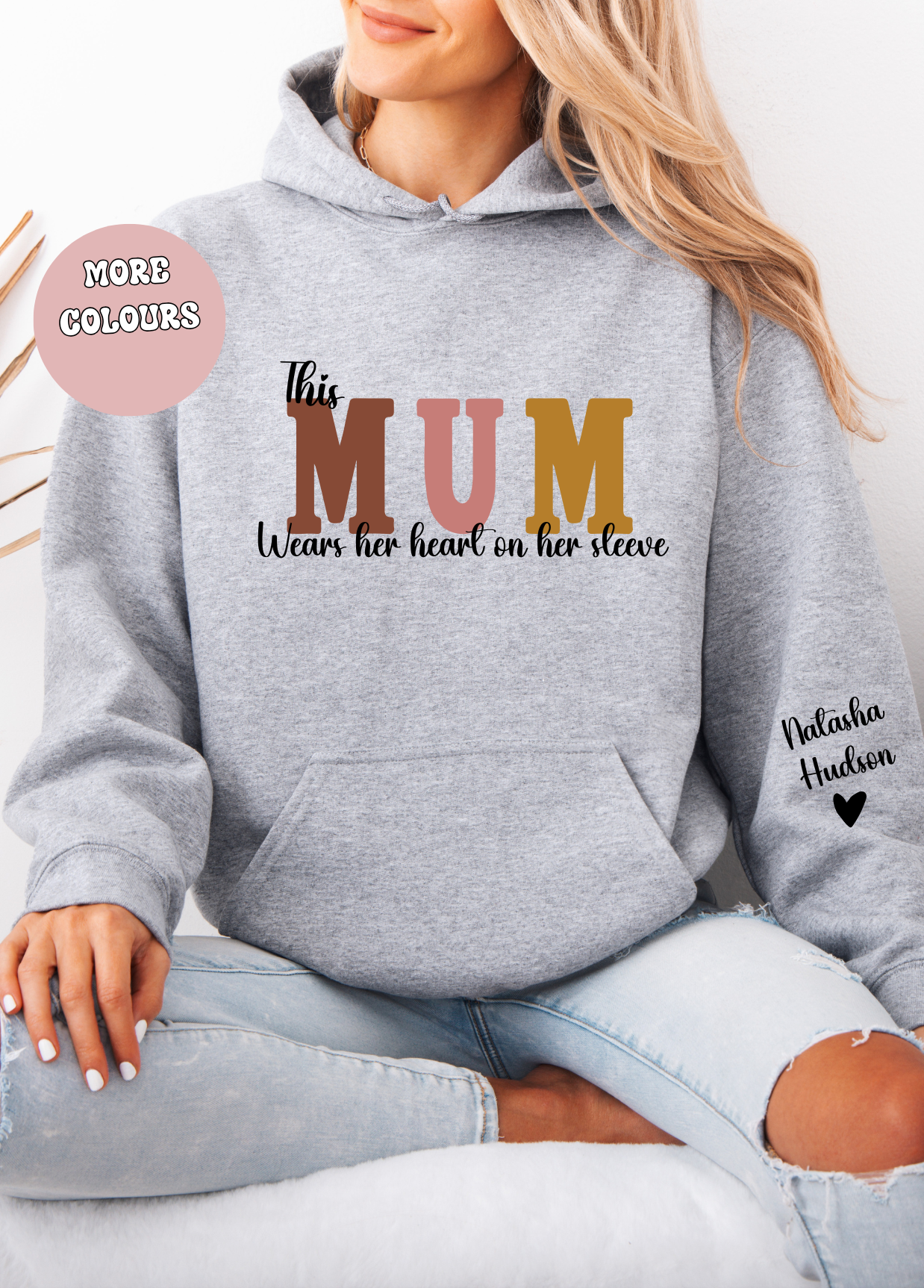 Mum with name on sleeve Hoodie Sweat Mother’s Day gift, Mothers day shirts