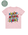 AUTISM AWARENESS TSHIRT- Society say i am autistic god says i am perfect