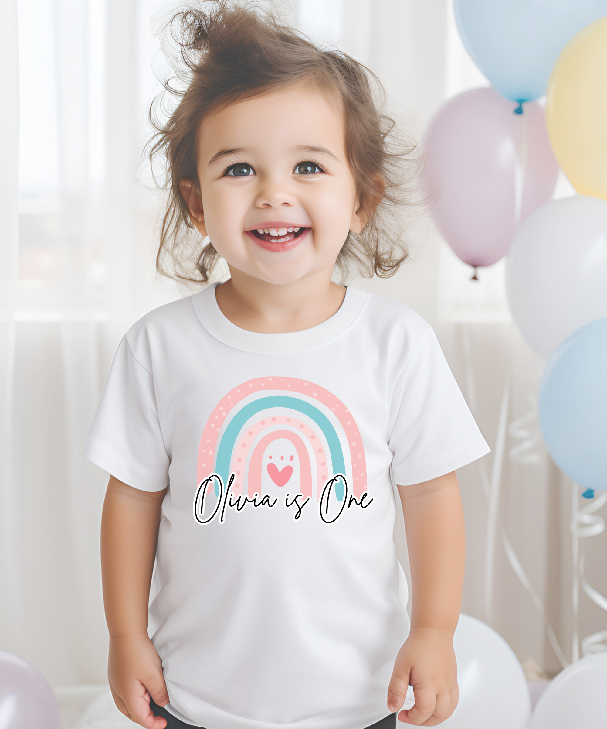 custom name age rainbow t shirt for girl birthday