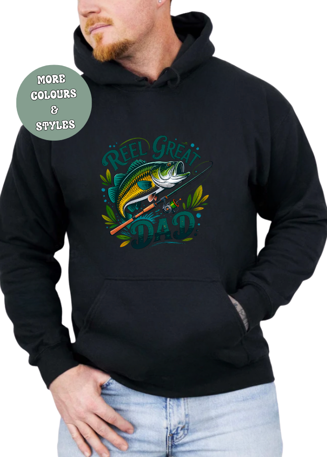 Father’s Day  T-shirt Hoodie Crewneck - Reel great dad for fishing dad