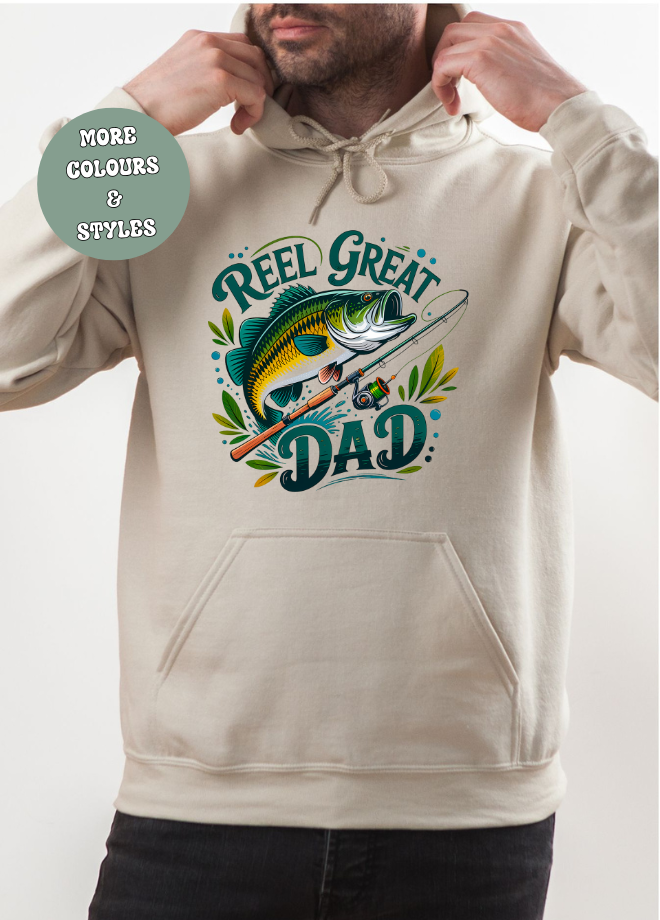 Father’s Day  T-shirt Hoodie Crewneck - Reel great dad for fishing dad