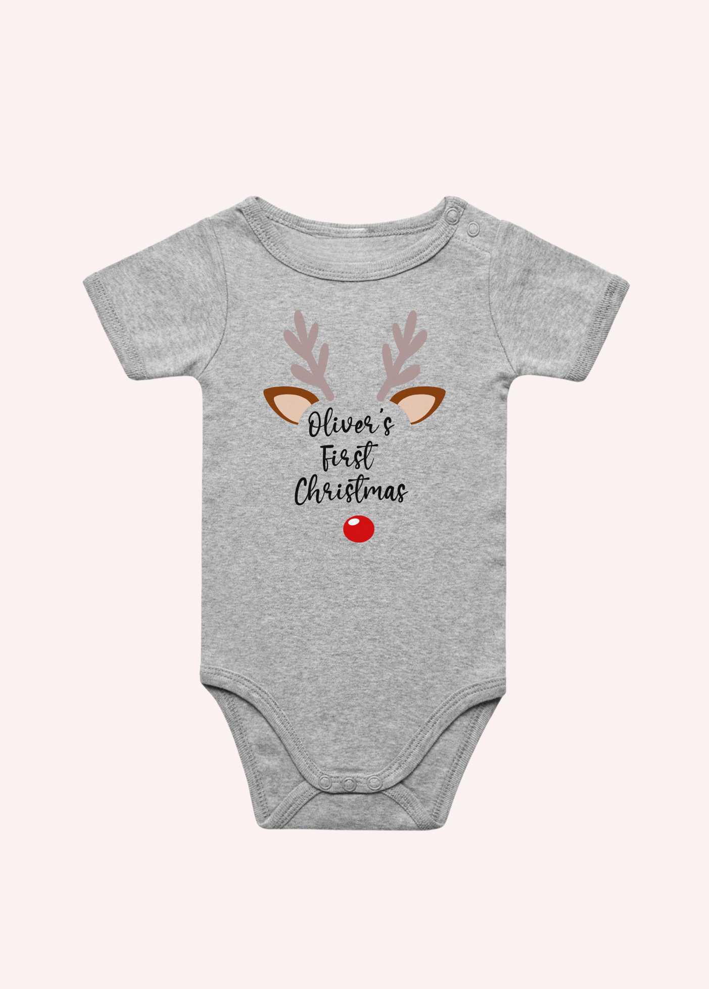 Baby’s First Christmas Reindeer One Piece personalised