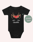 Reindeer Poinsettia Flower Name One-Piece or T-Shirt- personalised