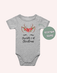 First Christmas Reindeer Poinsettia Flower Custom Name One Piece - personalised