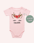 Reindeer Poinsettia Flower Name One-Piece or T-Shirt- personalised