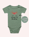 First Christmas Reindeer Poinsettia Flower Custom Name One Piece - personalised