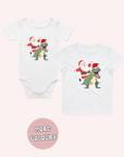 SANTA DINOSAUR ONE PIECE OR T SHIRT