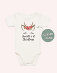 First Christmas Reindeer Poinsettia Flower Custom Name One Piece - personalised