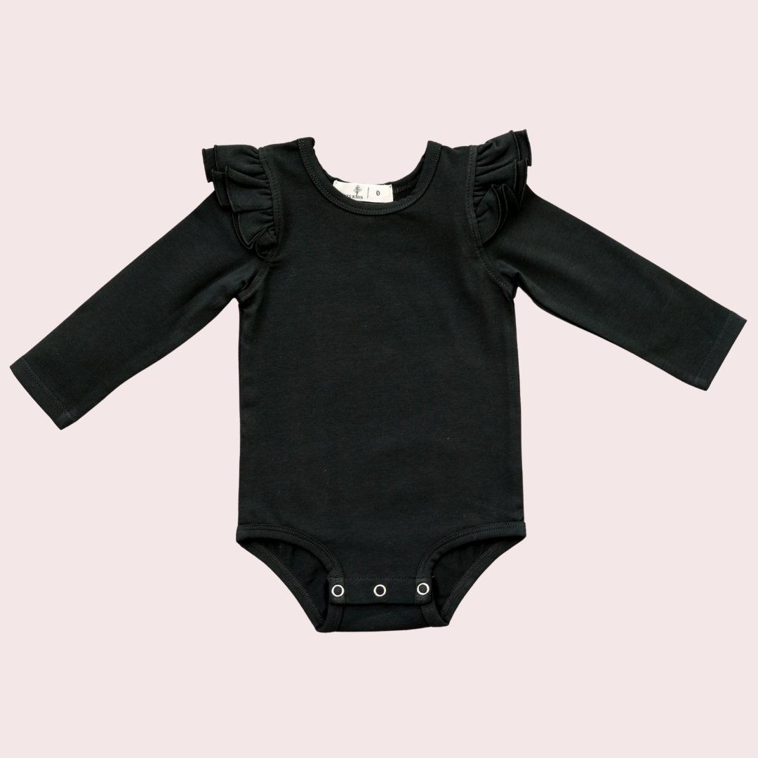 BLACK LONGSLEEVE FLUTTER - Toots Kids