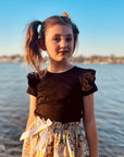 BLACK SHORT SLEEVE FLUTTER - Toots Kids