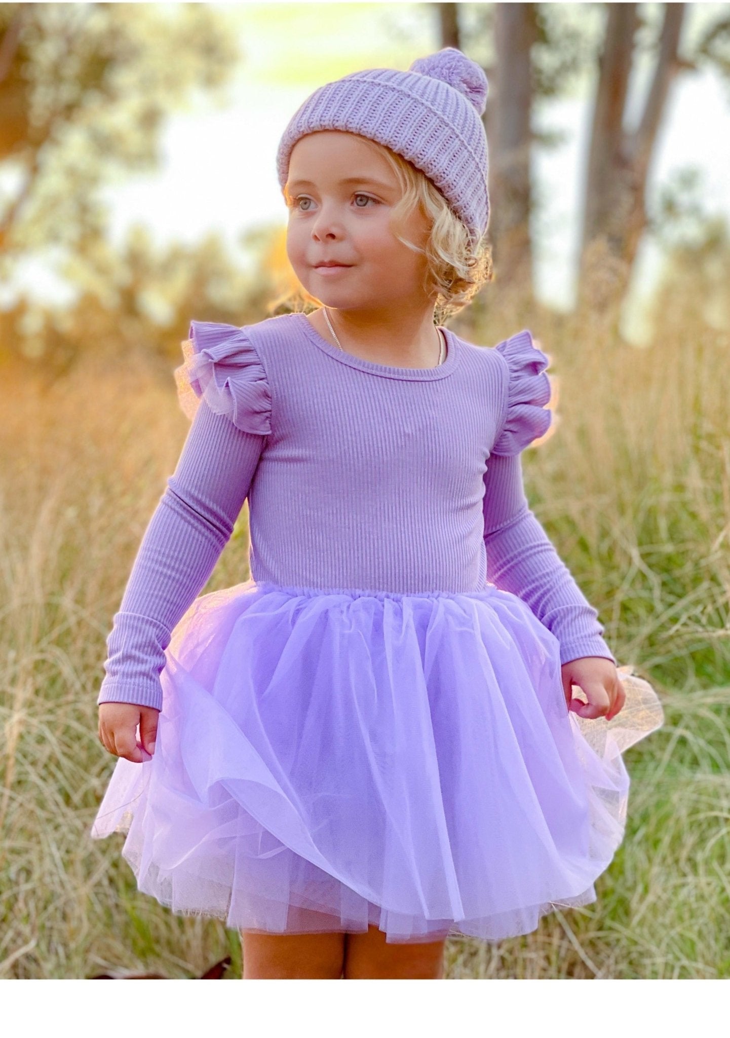 Light Purple Purple Infant Tutu Tulle Dress Flower Girl Baby Girl