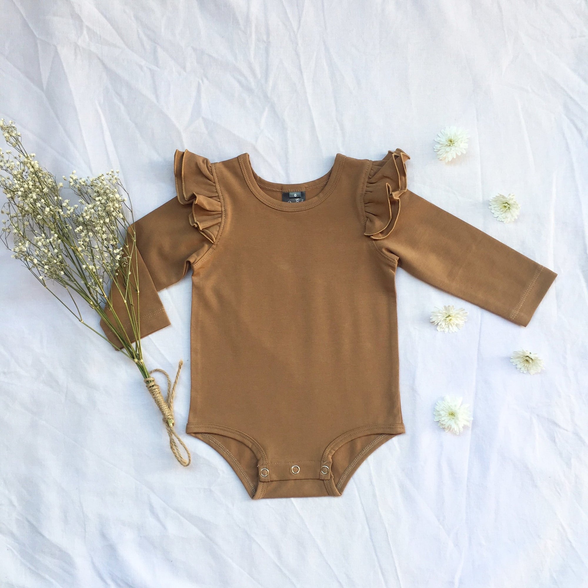 Brown  long sleeve flutter - Toots Kids