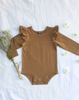 Brown  long sleeve flutter - Toots Kids