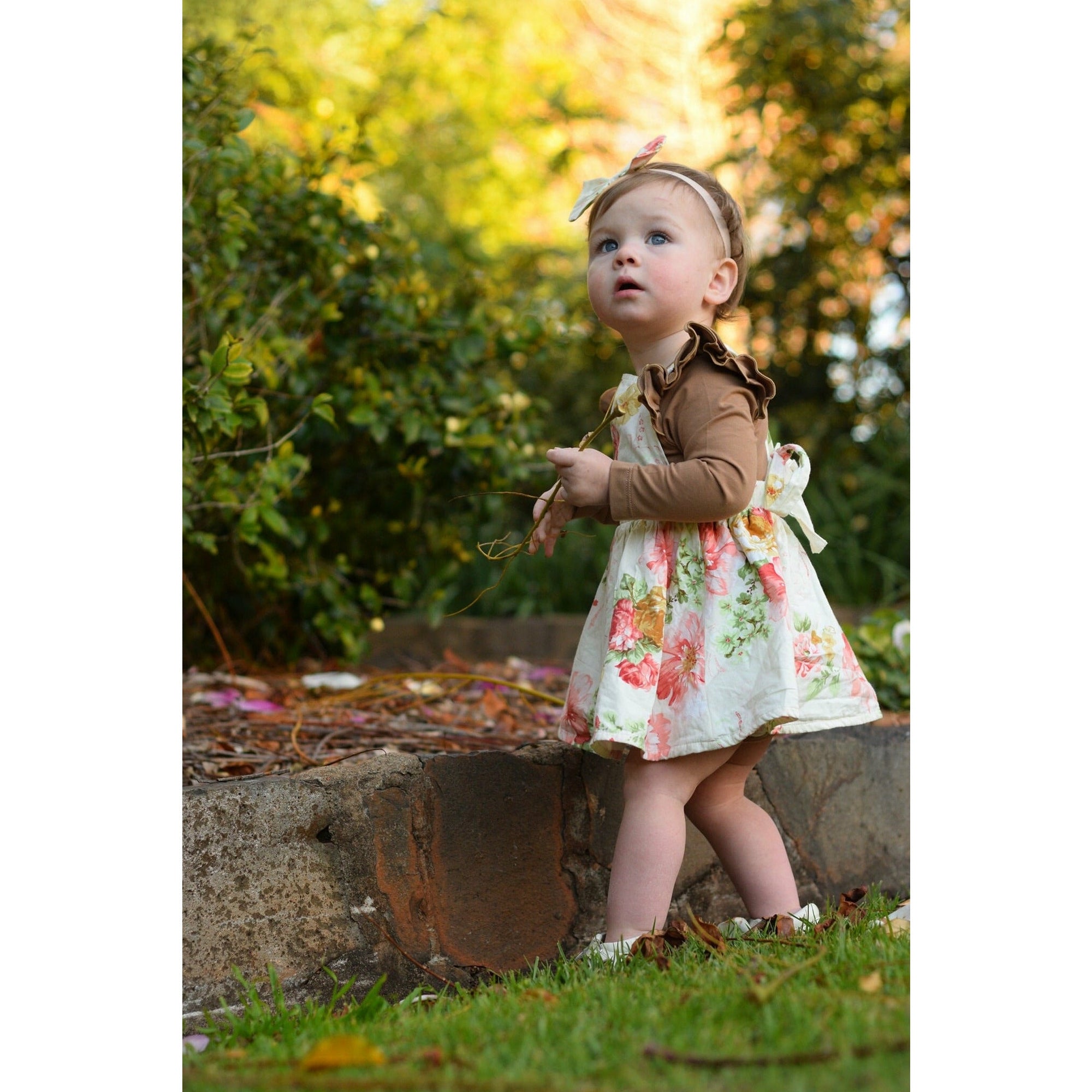 Brown  long sleeve flutter - Toots Kids