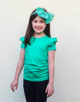 GREEN SHORT SLEEVE FLUTTER - Toots Kids