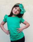 GREEN SHORT SLEEVE FLUTTER - Toots Kids