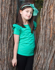 GREEN SHORT SLEEVE FLUTTER - Toots Kids