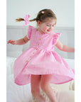 PINK GINGHAM FLUTTER BUTTON DRESS - Toots Kids