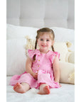 PINK GINGHAM FLUTTER BUTTON DRESS - Toots Kids