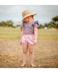 ROSY BROWN-SHORT SLEEVE FLUTTER - Toots Kids