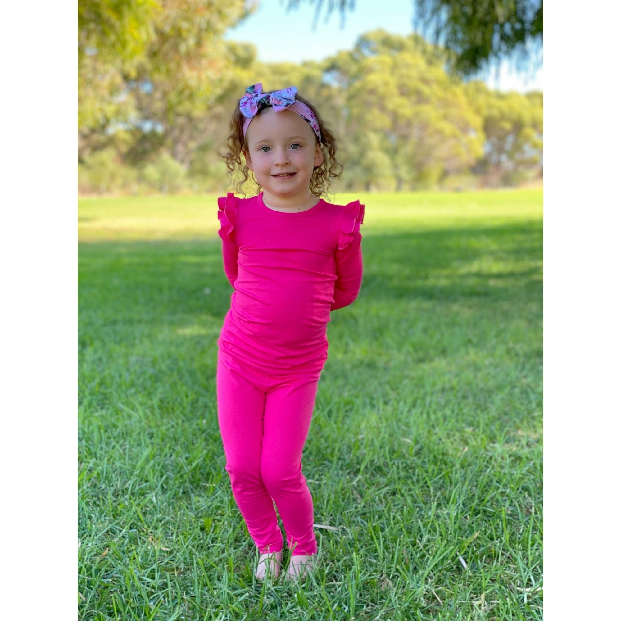 RUBY PINK LONG SLEEVE FLUTTER - Toots Kids