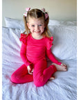 RUBY PINK LONG SLEEVE FLUTTER - Toots Kids