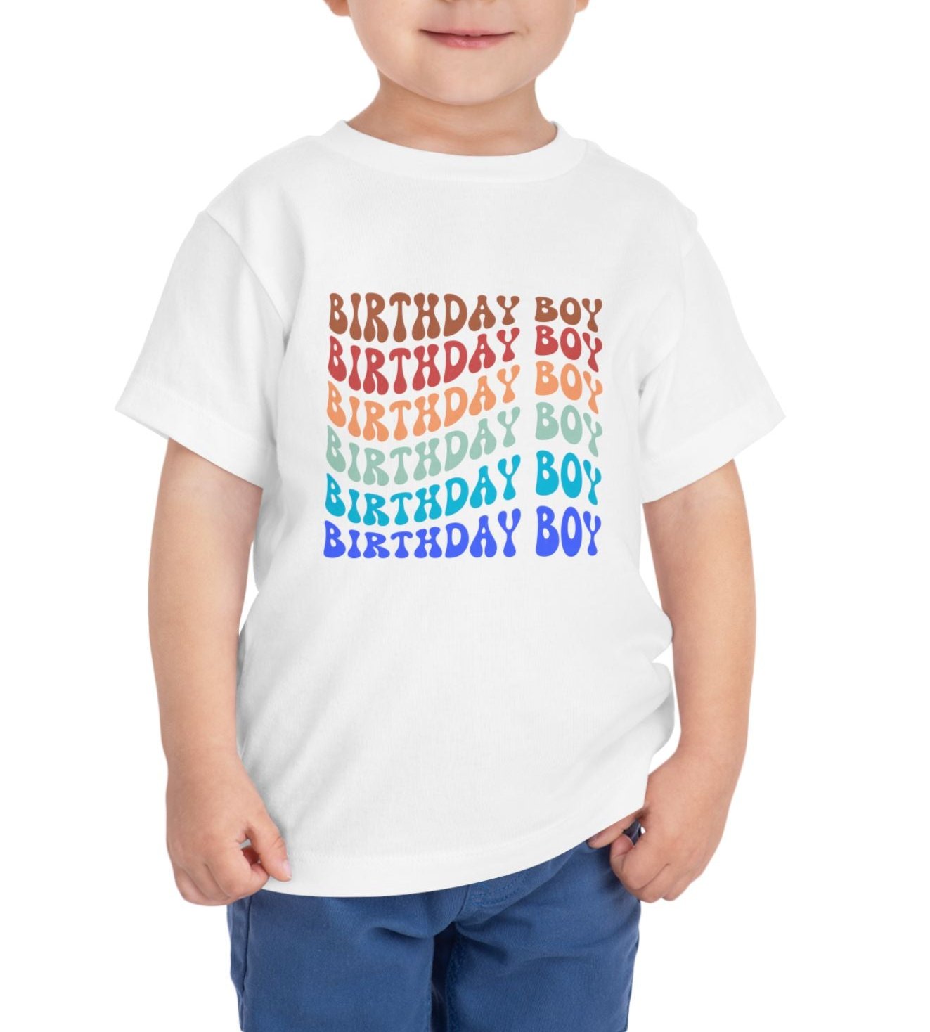 retro wavy birthday boy t shirt for 3 year old 