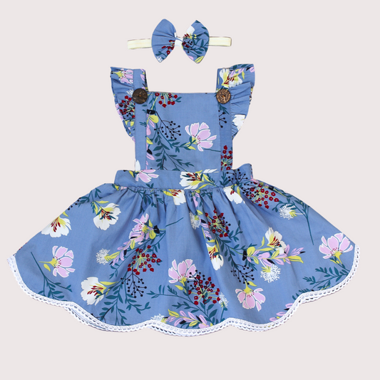 Blue pinafore pinny dress