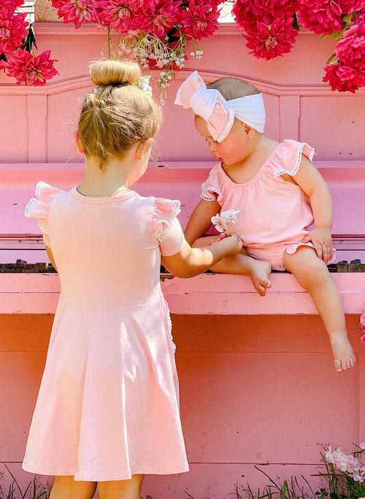 BABY PINK TWIRLY GIRL DRESS - Toots Kids