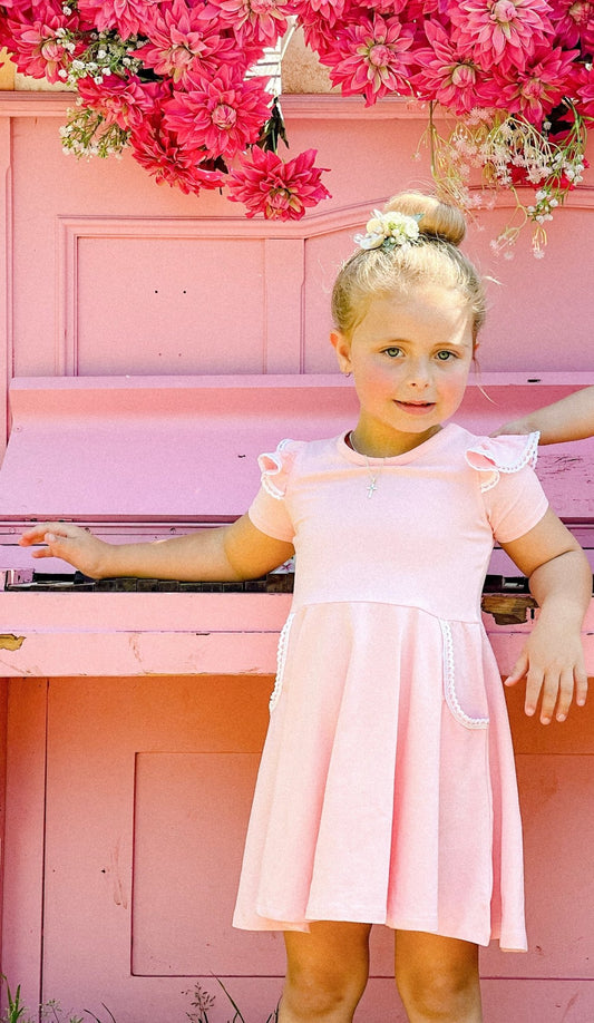 BABY PINK TWIRLY GIRL DRESS - Toots Kids