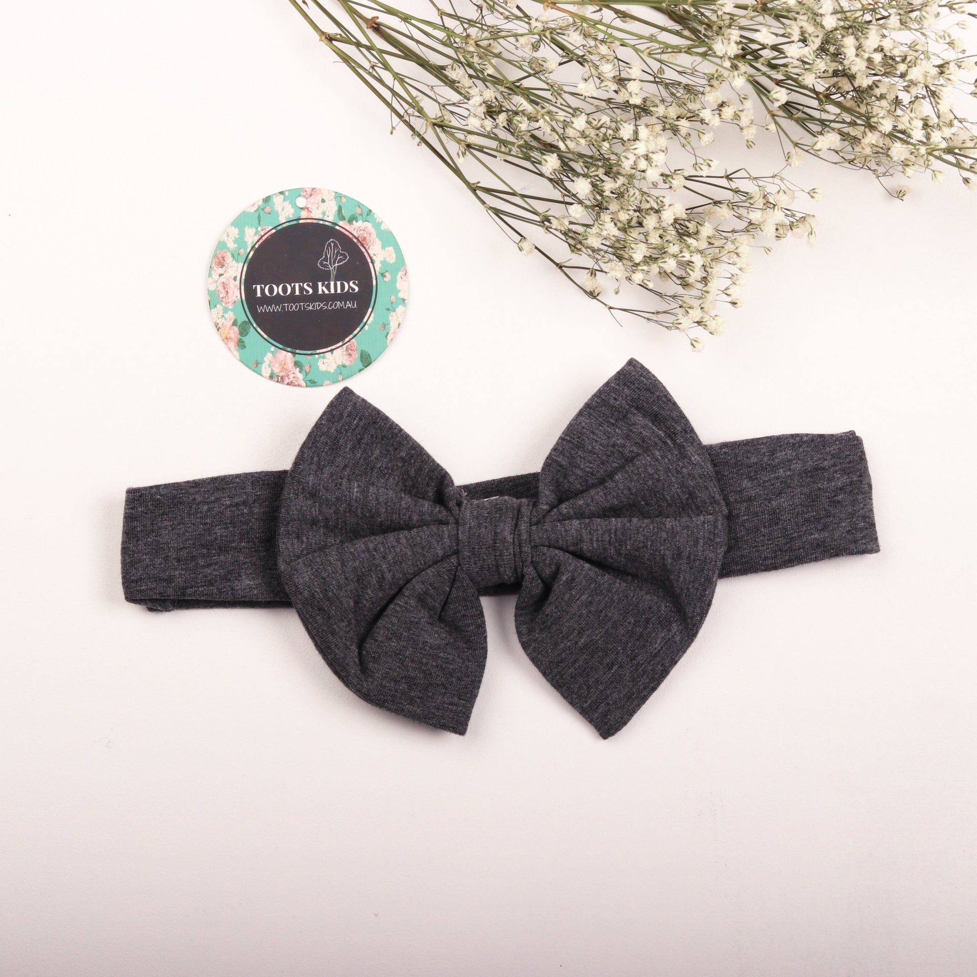 Dark grey Knit bow headband - Toots Kids
