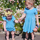 DUSTY BLUE TWIRLY GIRL DRESS - Toots Kids