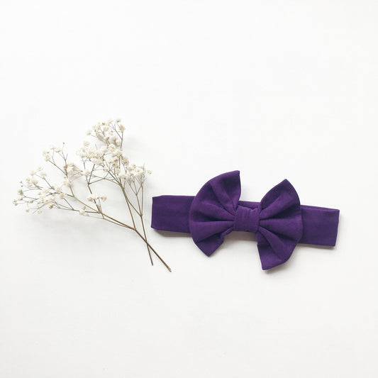 Purple Knit bow headband - Toots Kids