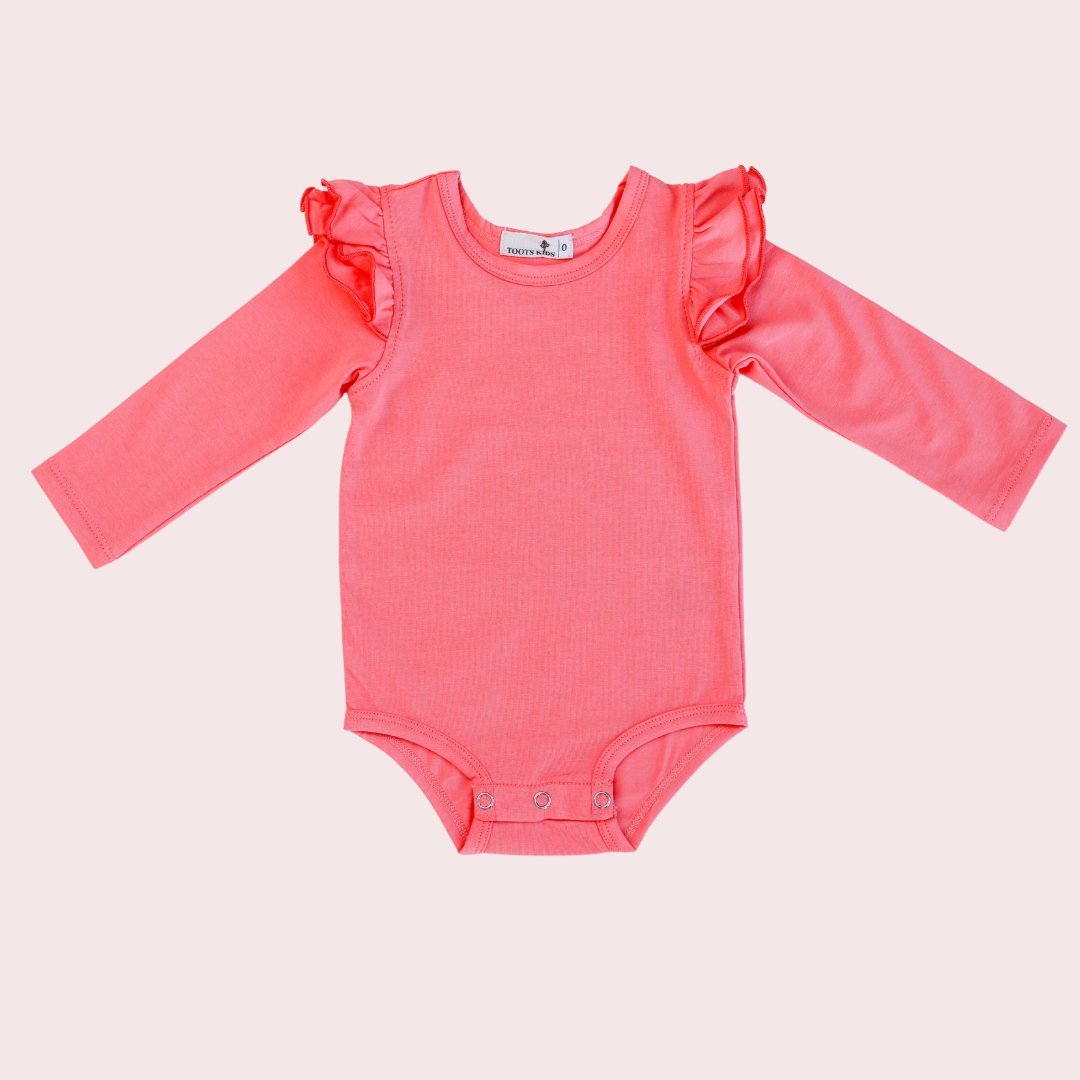 TULIP CORAL LONGSLEEVE FLUTTER - Toots Kids